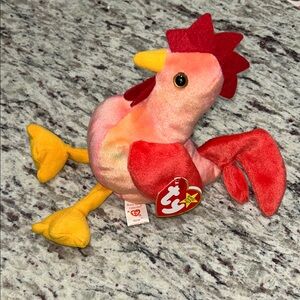 Ty Original Beanie Baby Strut 1996 Rooster Plush with Red and Yellow Accents